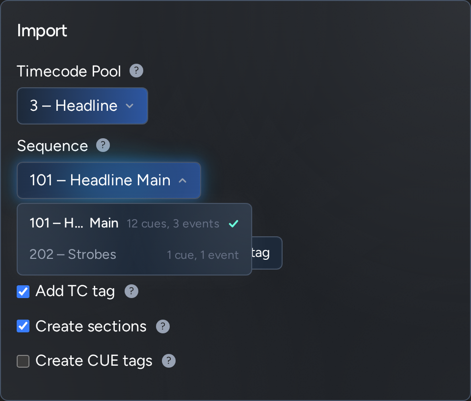 CueLinker: grandma3 sequence picker