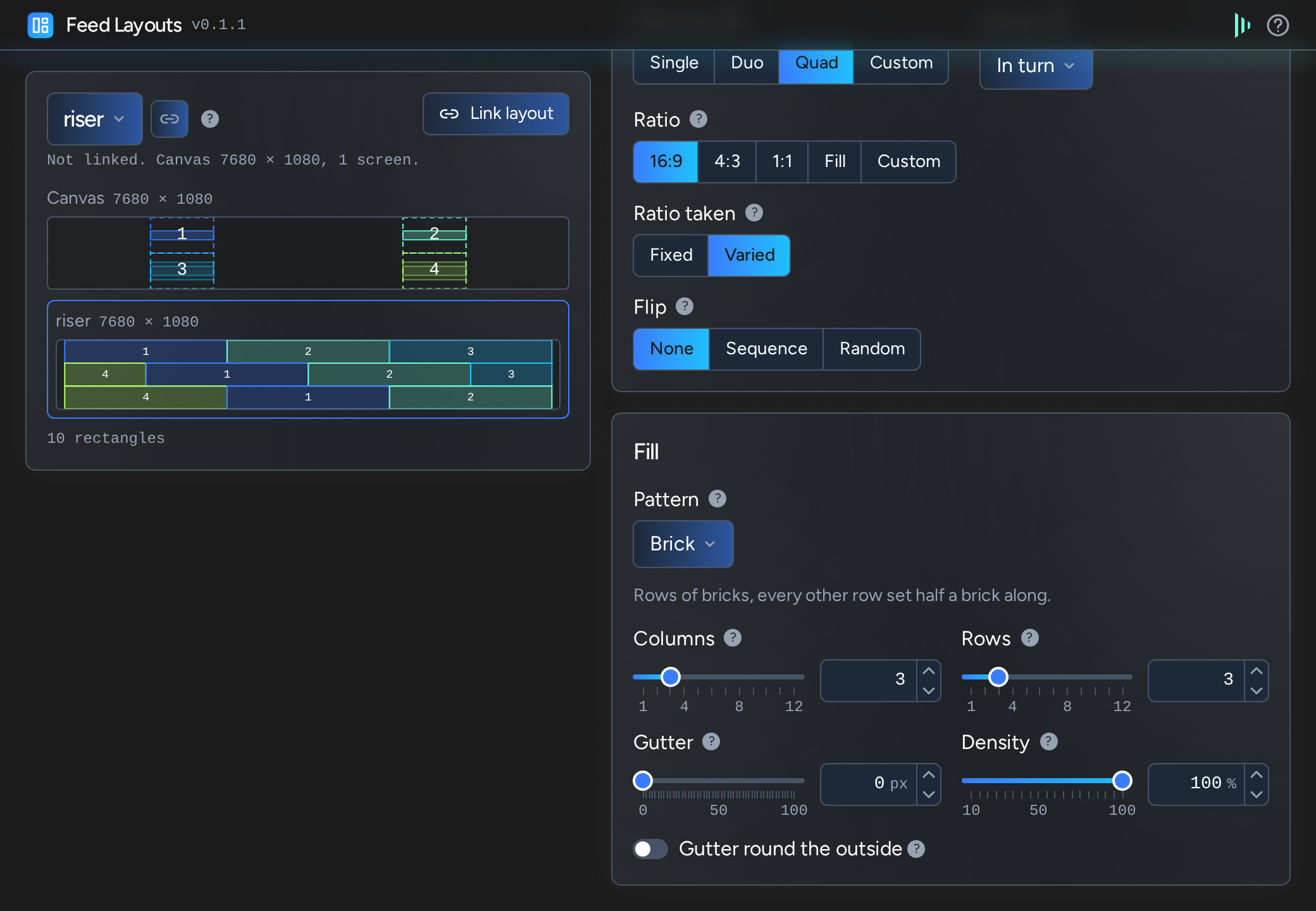 Feed Layouts: brick pattern layout
