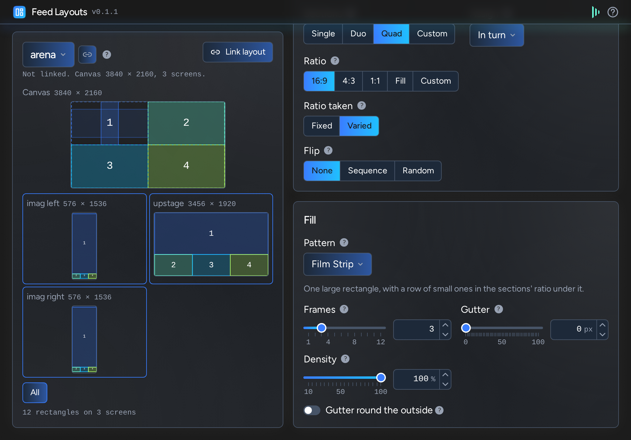 Feed Layouts: film strip pattern layout
