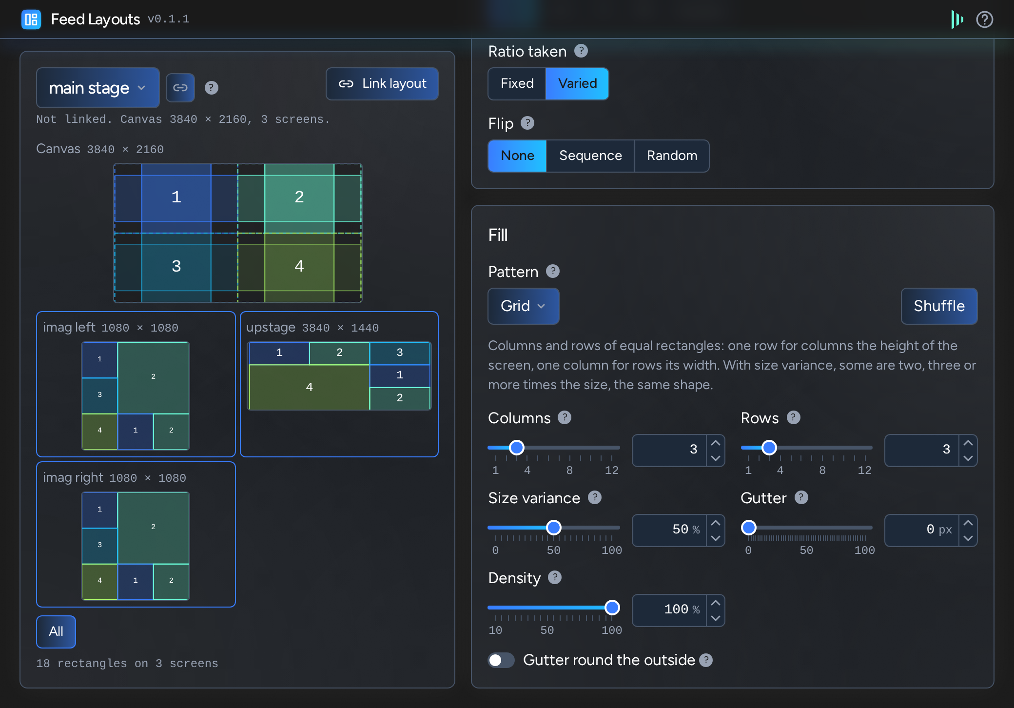 Feed Layouts: grid pattern layout