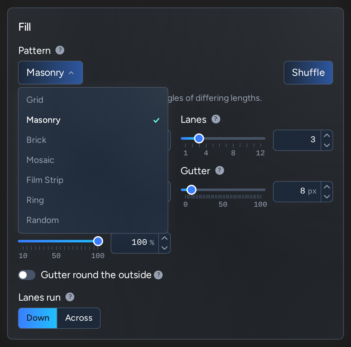 Feed Layouts: layout pattern list