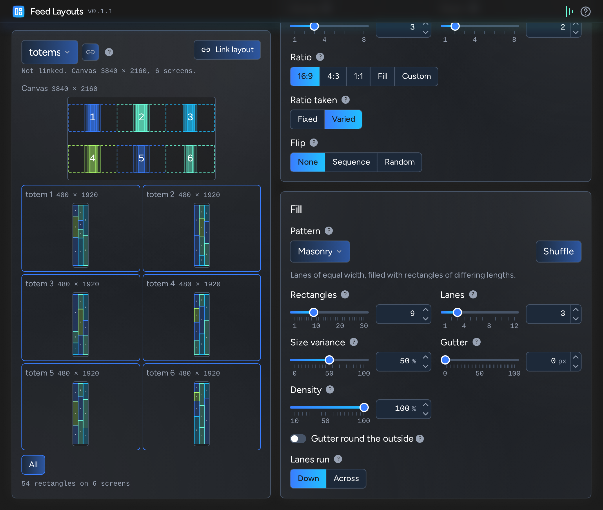 Feed Layouts: masonry pattern layout
