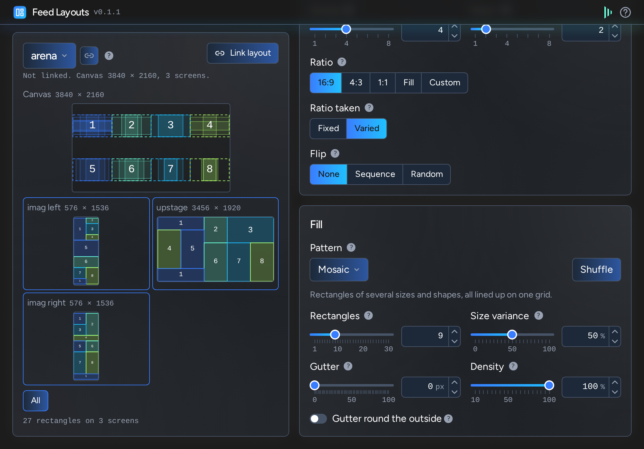 Feed Layouts: mosaic pattern layout