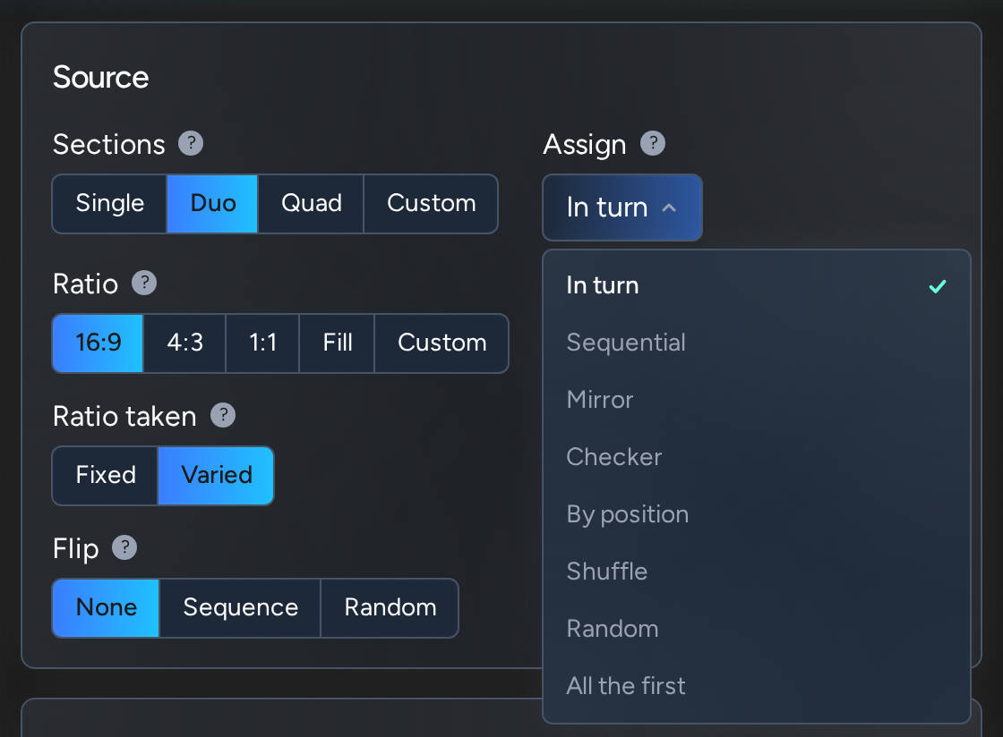 Feed Layouts: screen assign options