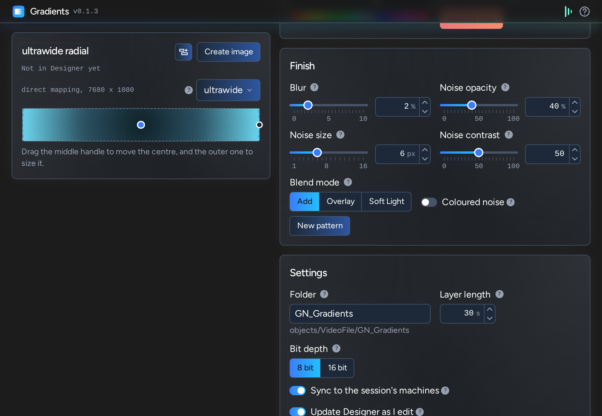 Gradients: blur and noise grain