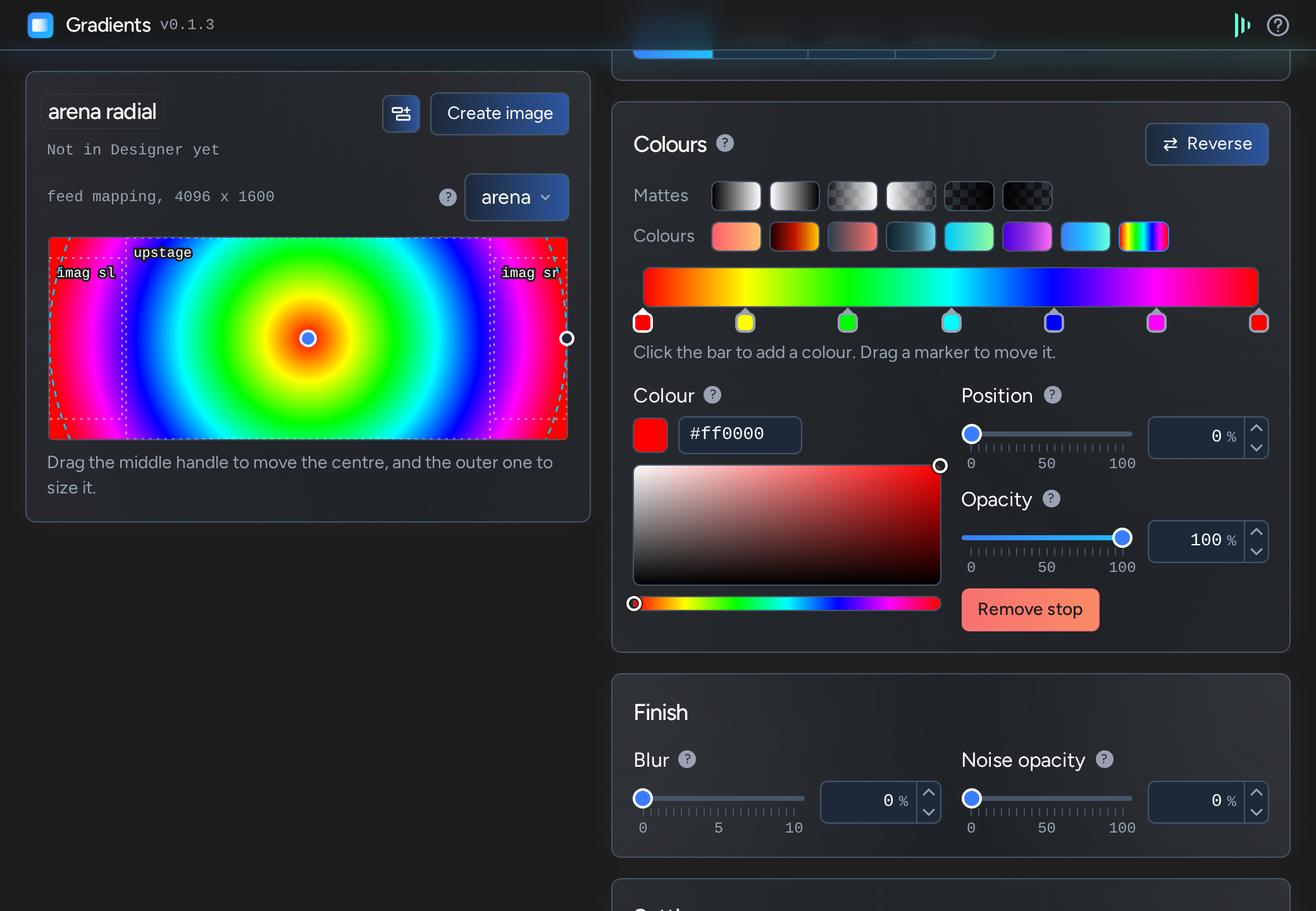 Gradients: colour ramp and presets