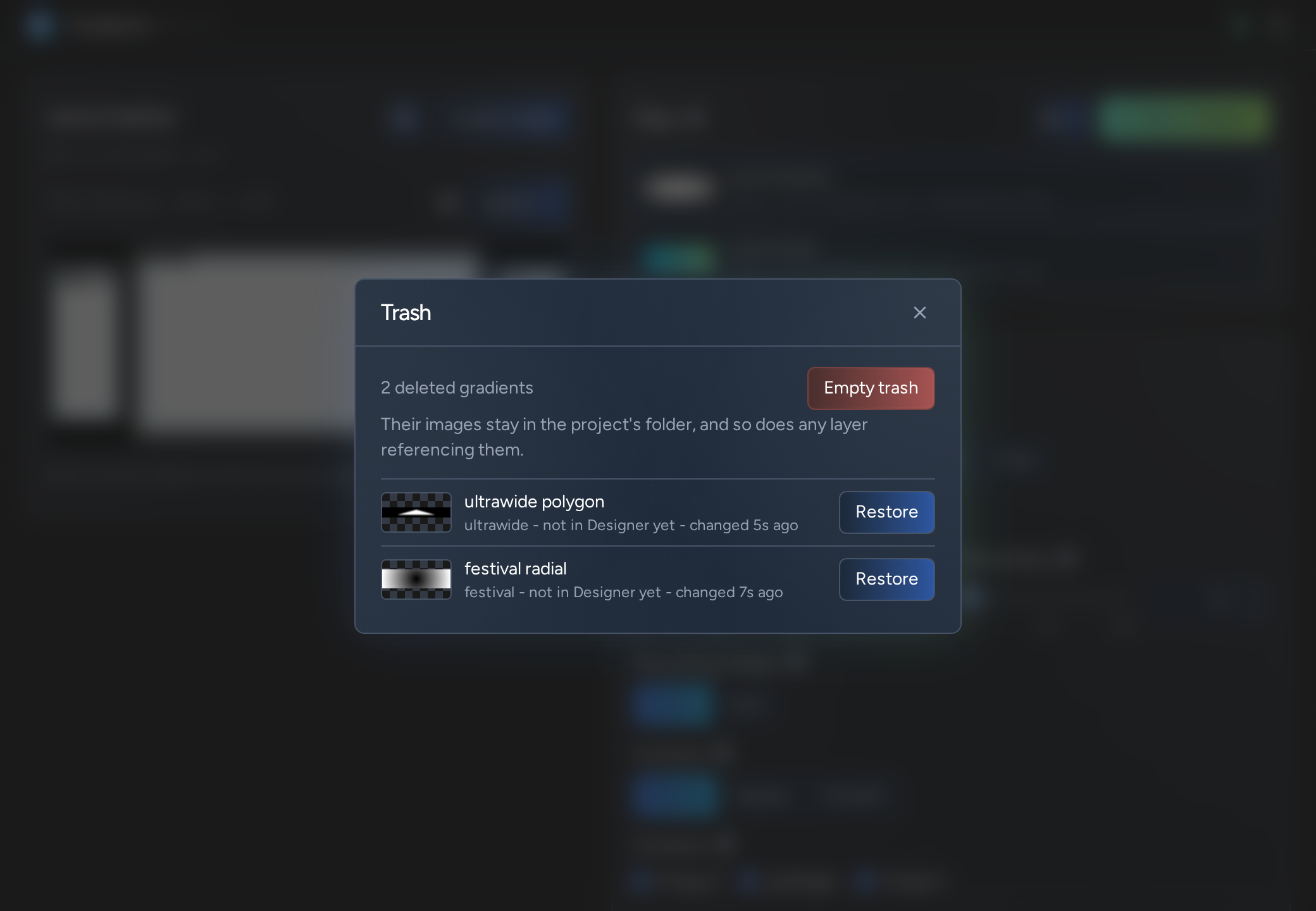 Gradients: deleted gradients trash