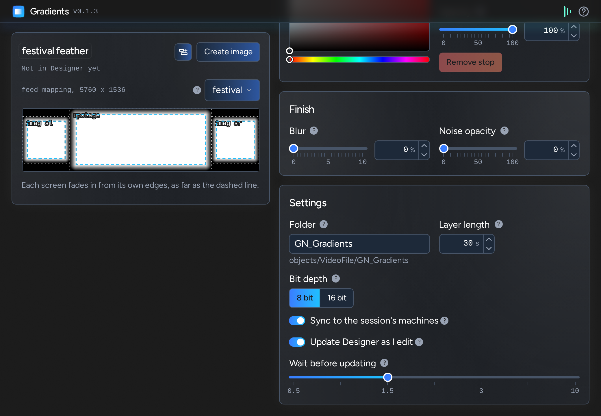 Gradients: image folder and layer settings