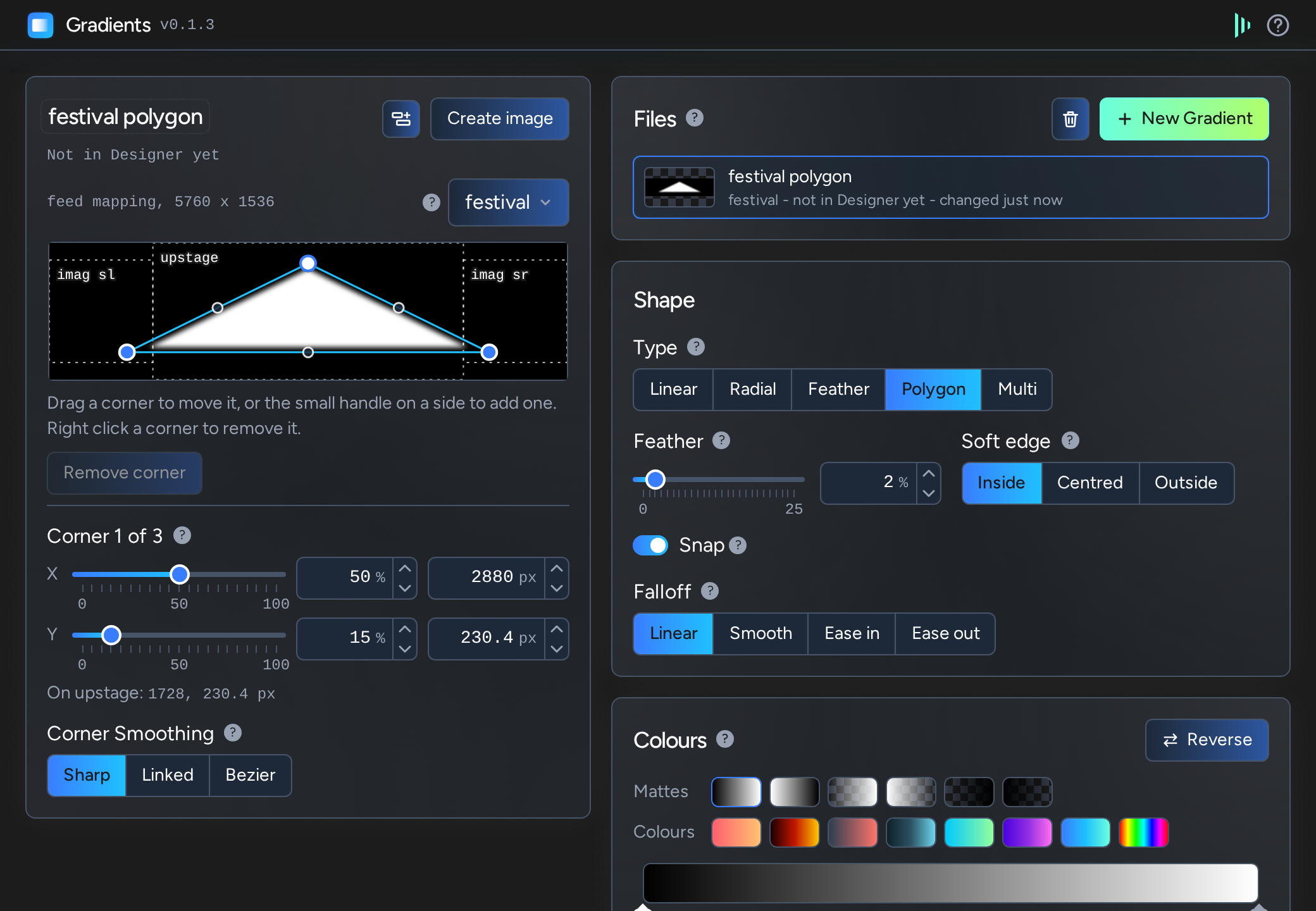 Gradients: soft edged polygon mask